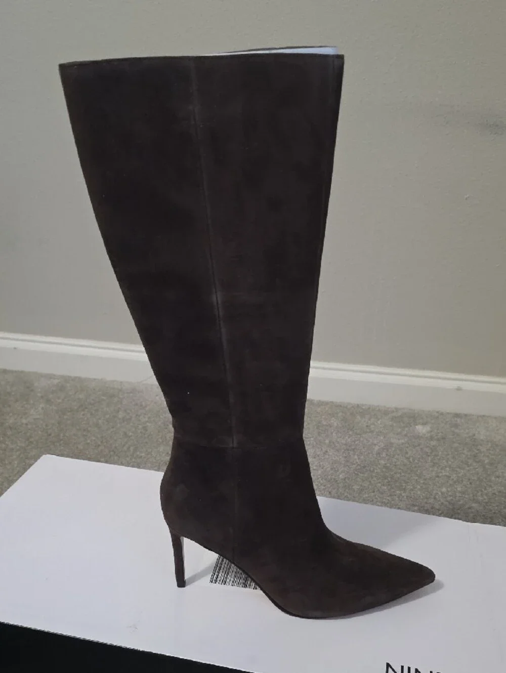 Nine West Dark Brown Suede Over-the-Knee Pointed-Toe Boot